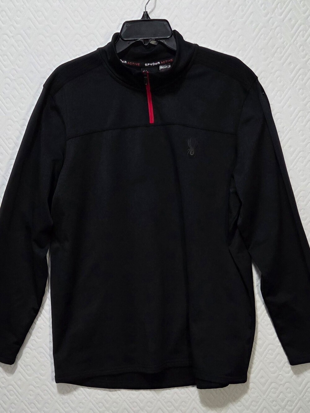 Spyder Active Men's L Black 1/4 Zip Mock Neck Pullover Long Sleeve Poly/Spandex